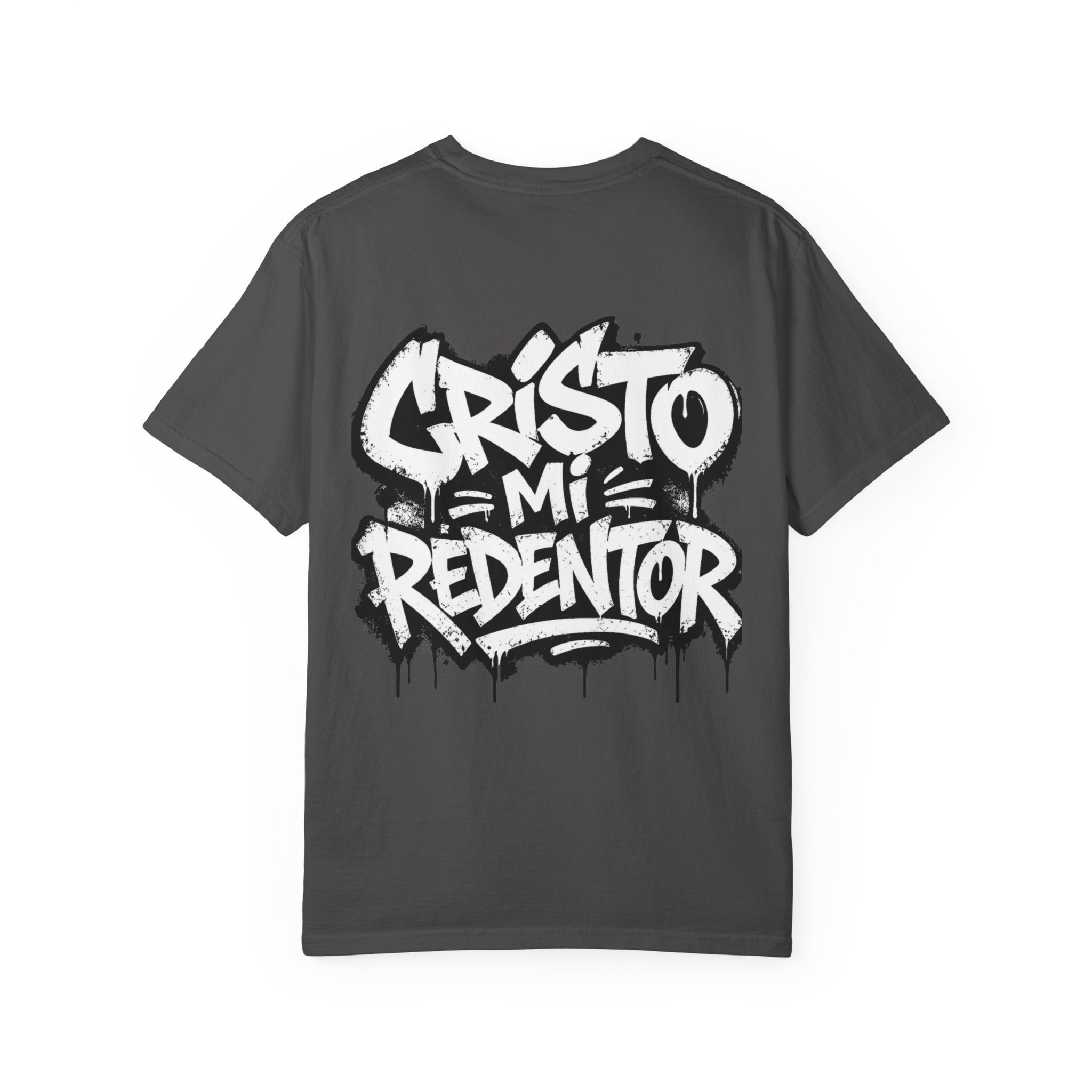 Religious Graphic T-Shirt — "Cristo Mi Redentor" Street Art Design
