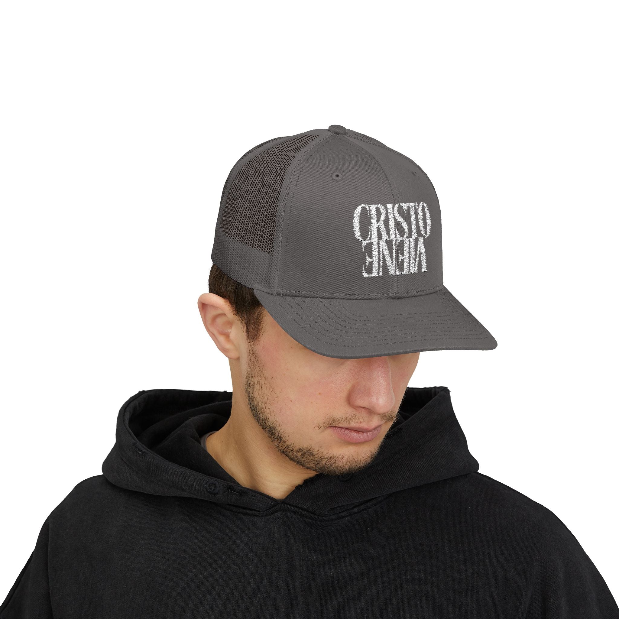 J316 Cristo Viene Trucker Hat Dark