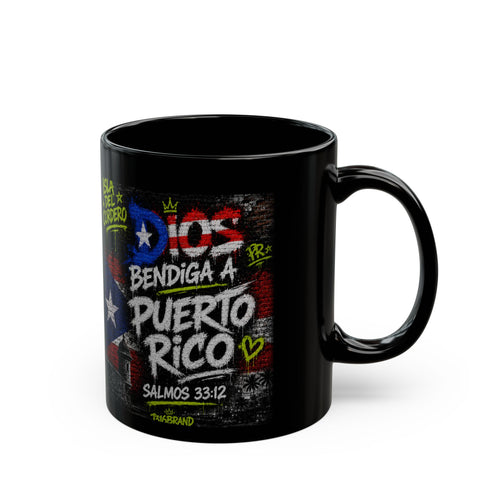 Black Mug — 'Dios Bendiga a Puerto Rico' Puerto Rican Flag Coffee Mug (11/15 oz)