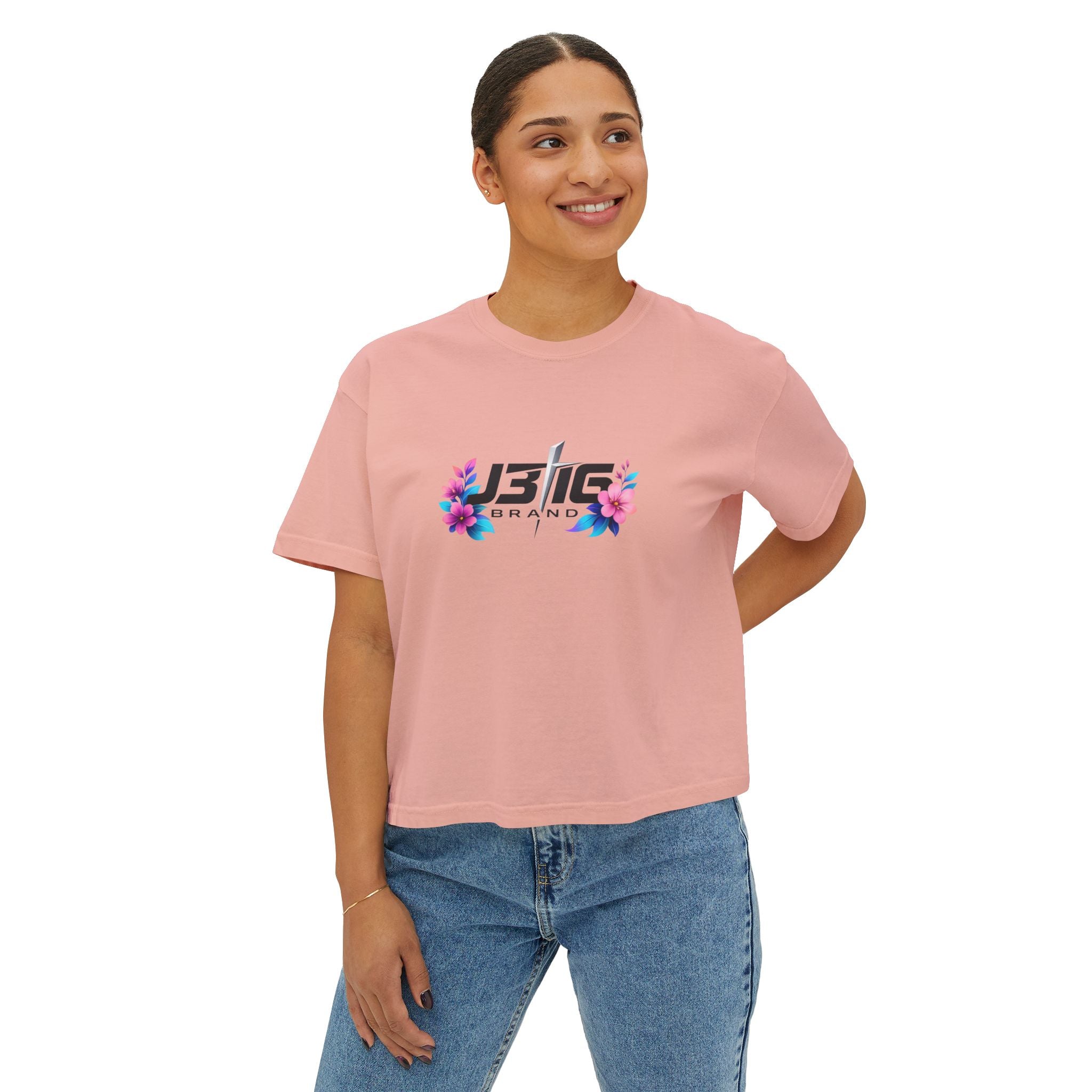Boxy Tee — Minimal 'JBIG' Logo Women's Crop T-Shirt