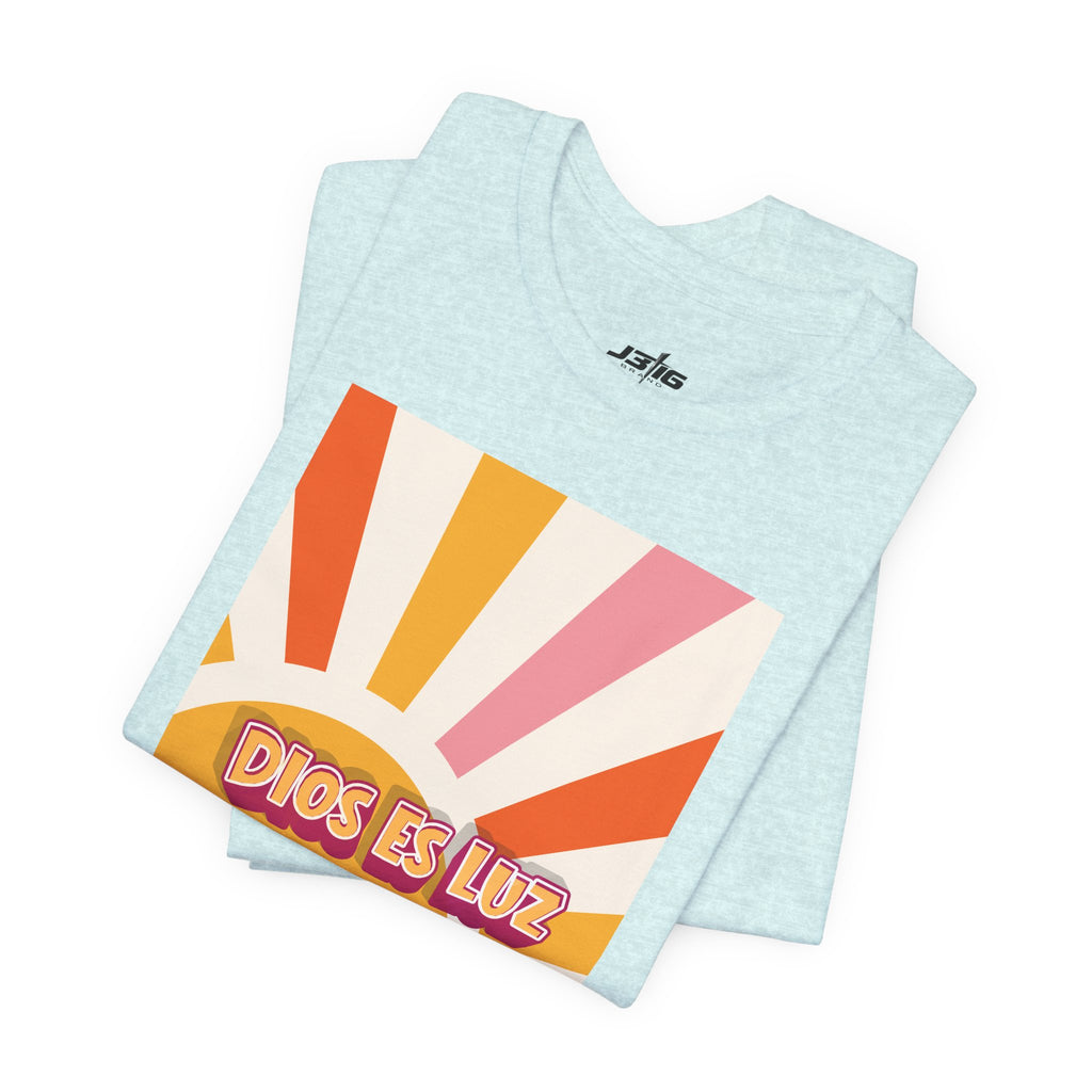 Dios Es Luz T‑Shirt – Retro Sunrise Christian Faith Tee